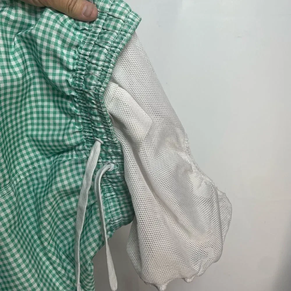 5 for $25🔥Kanu Green Plaid Lined Swim Trunk Shorts‎ Men's Small